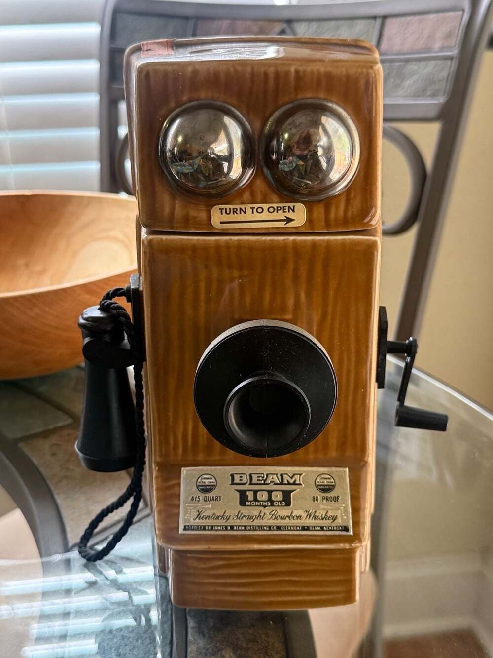 Vintage 1975 Jim Beam 1907 Magneto Wall Telephone Whiskey Decanter